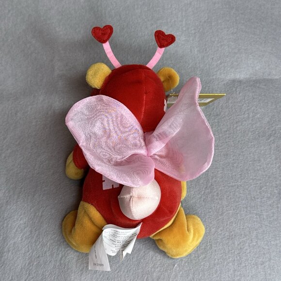 Firefly Pooh Love Bug Pink Wings The Disney Store Bean Bag Plush 8" Dated 2000 - Picture 3 of 6